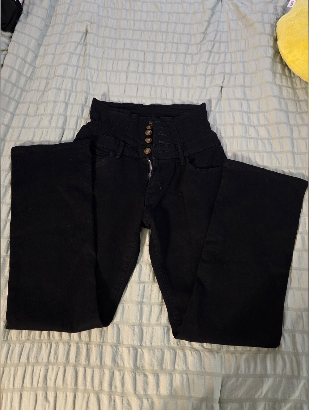 High-Waisted Black Women’s Jeans with Button Fly